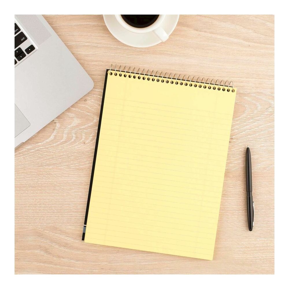 Mead Premium Wirebound Legal Pads - 70 Sheets - Spiral - 20 lb Basis Weight - 8 1/2" x 11 3/4" Sheet Size - Canary Paper - Navy Board Cover - Heavyweight, Micro Perforated, Spiral Lock, Stiff-back - 1. Picture 5