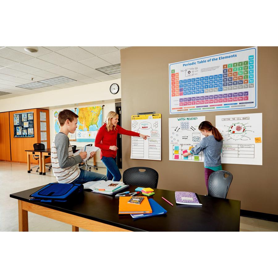 Post-it&reg; Super Sticky Easel Pad - 30 Sheets - Plain - Stapled - 18.50 lb Basis Weight - 25" x 30" - White Paper - Self-adhesive, Repositionable, Resist Bleed-through, Removable, Sturdy Back, Cardb. Picture 2