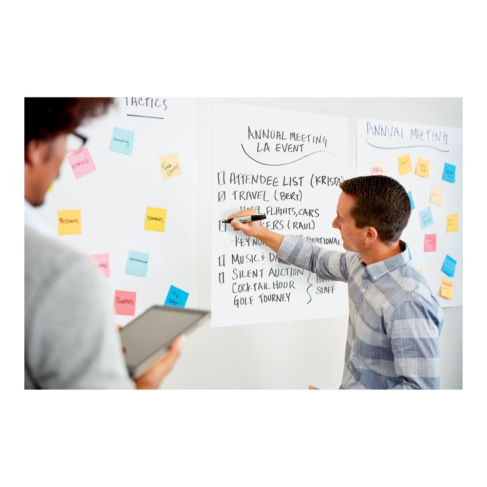 Post-it&reg; Self-Stick Easel Pads - 20 Sheets - Plain - Stapled - 18.50 lb Basis Weight - 20" x 23" Sheet Size - White Paper - Cardboard Cover - Resist Bleed-through, Removable, Sturdy Back - No - 2 . Picture 3