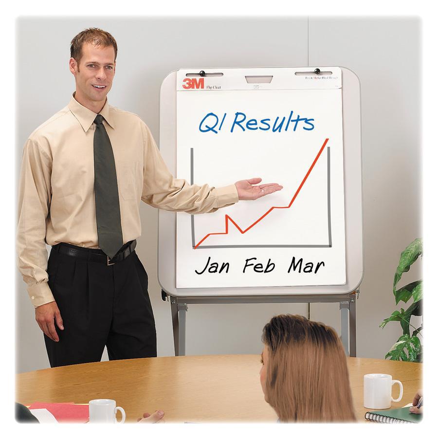 3M Flip Charts - 40 Sheets - Plain - Stapled - 18.50 lb Basis Weight - 25" x 30" - White Paper - Resist Bleed-through, Heavyweight, Sturdy Back, Cardboard Back - 2 / Carton. Picture 2