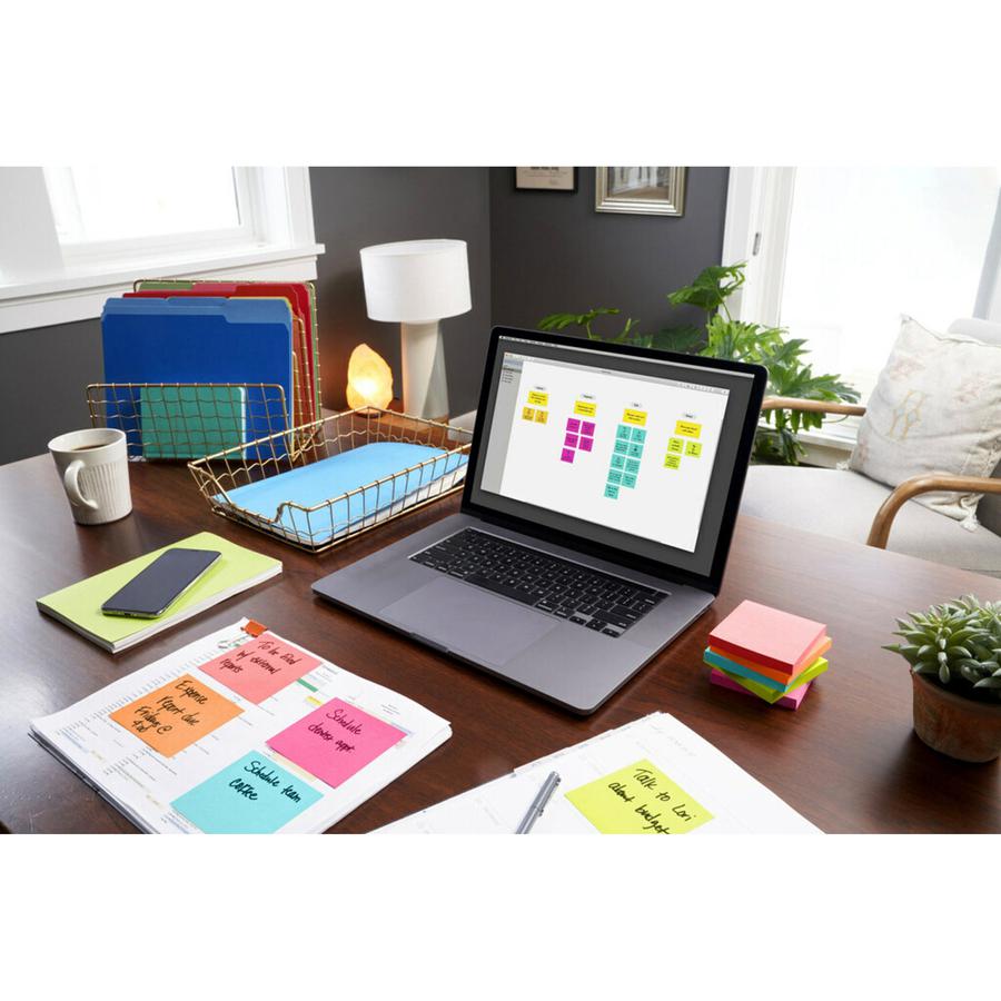 Post-it&reg; Notes - Poptimistic Color Collection - 500 - 3" Flag/Note Width x 3" Flag/Note Length - Square - 100 Sheets per Pad - Unruled - Power Pink, Acid Lime, Aqua Splash, Vital Orange, Guava - P. Picture 2