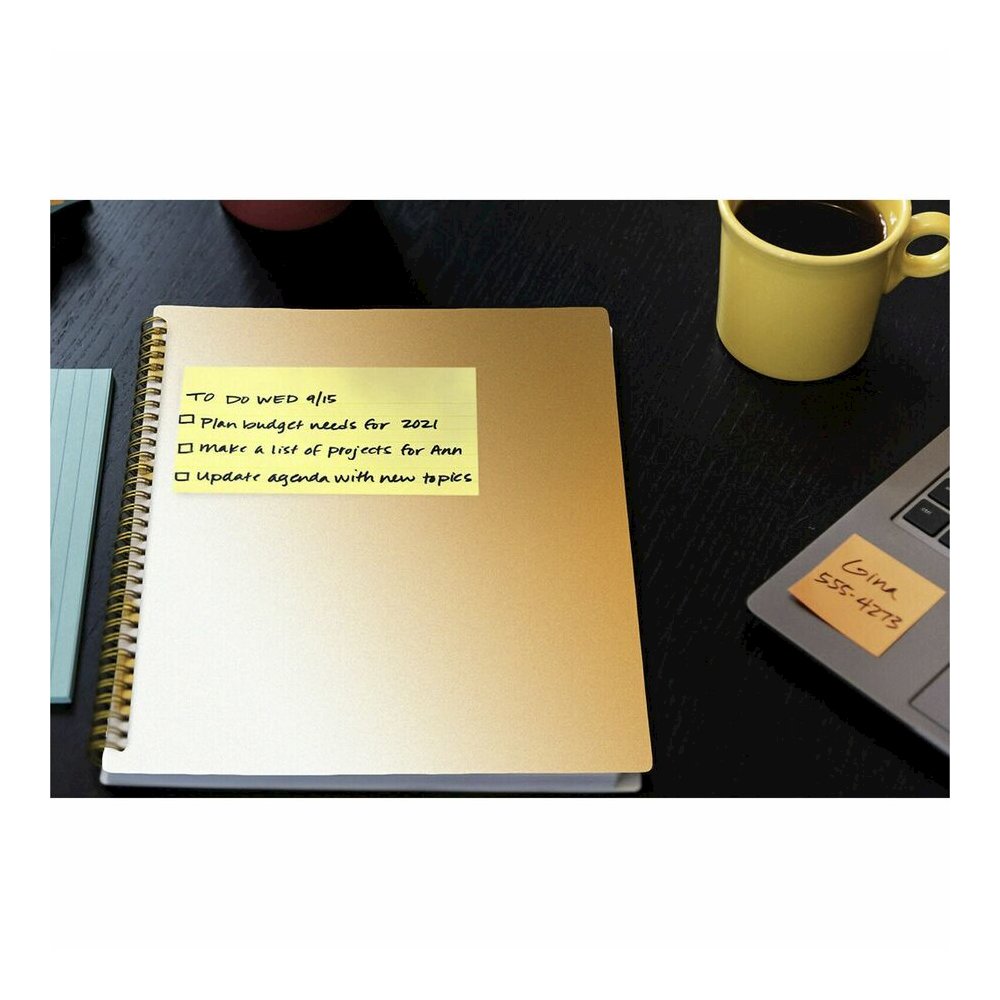 Post-it&reg; Notes Original Notepads - 3" Flag/Note Width x 5" Flag/Note Length - Rectangle - 100 Sheets per Pad - Unruled - Canary Yellow - Paper - Self-adhesive, Repositionable - No - 12 / Pack. Picture 5