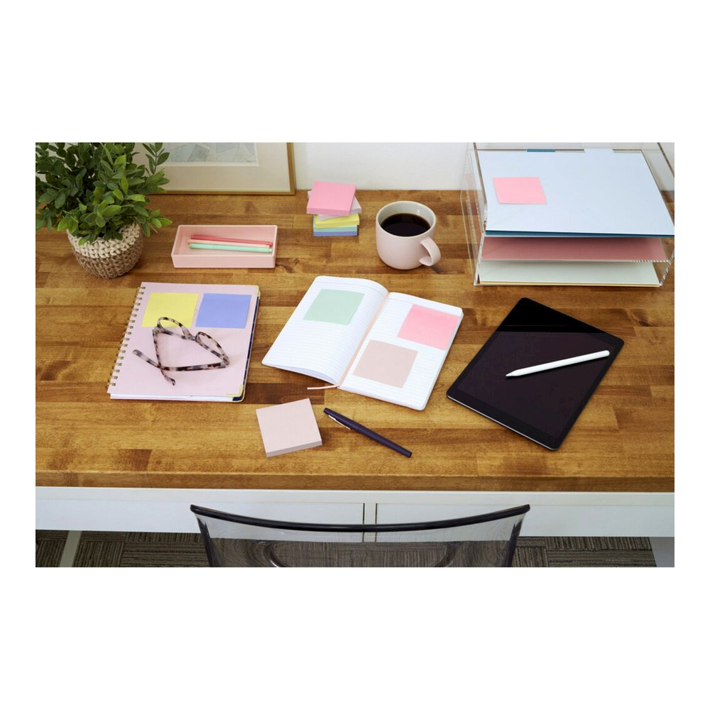 Post-it&reg; Greener Lined Notes - Sweet Sprinkles Color Collection - 500 x Assorted - 4" Flag/Note Width x 6" Flag/Note Length - Rectangle - 100 Sheets per Pad - Ruled - Positively Pink, Canary Yello. Picture 2