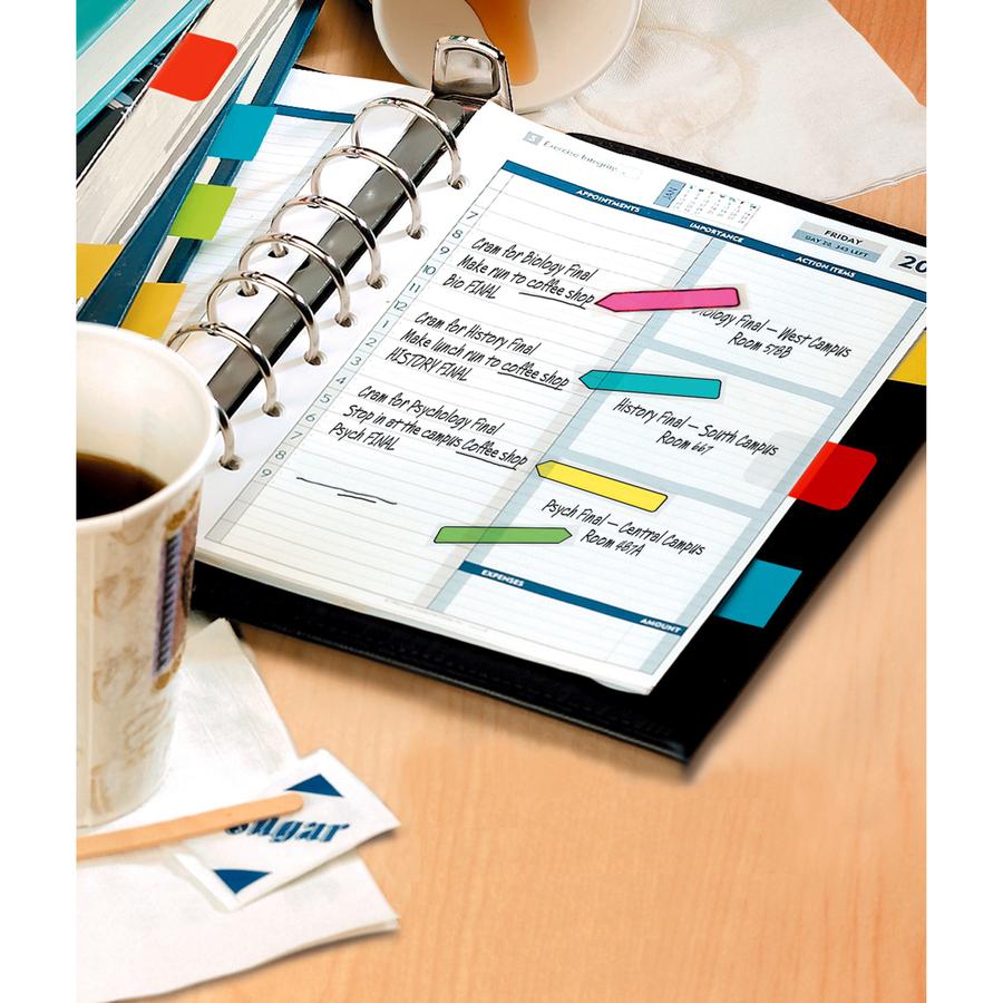Post-it&reg; Flags and Arrow Flags Value Pack - 484 - 1" x 1 1/2" , 1/2" x 1 1/2" - Rectangle, Arrow - Unruled - Blue, Yellow, Yellow, Green, Pink, Assorted - Self-adhesive, Removable - 196 / Pack. Picture 2