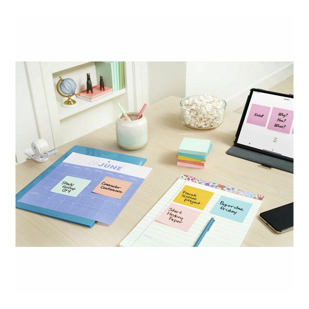 Post-it&reg; Dispenser Notes - 600 - 3" Flag/Note Width x 3" Flag/Note Length - Square - 100 Sheets per Pad - Unruled - Green, Pink, Yellow - Paper - Pop-up, Self-adhesive, Repositionable - 6 / Pack. Picture 3