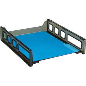 Officemate Front Load Letter Tray - 12.5" Height x 10.5" Width x 2.9" DepthDesktop - Stackable, Durable - Smoke - 1 Each. Picture 8