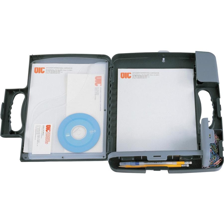 Officemate Portable Clipboard Storage Case - Storage for Stationary - Charcoal - 1 Each. Picture 2