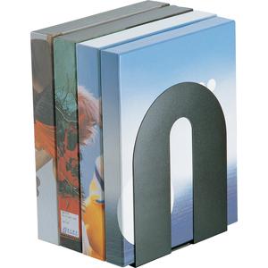 Officemate Heavy-Duty Bookends - 10" Height, Desktop - Non-skid Base, Chip Resistant, Non-slip, Scratch Resistant - Enamel - Black - Steel - 2 / Pair. Picture 5