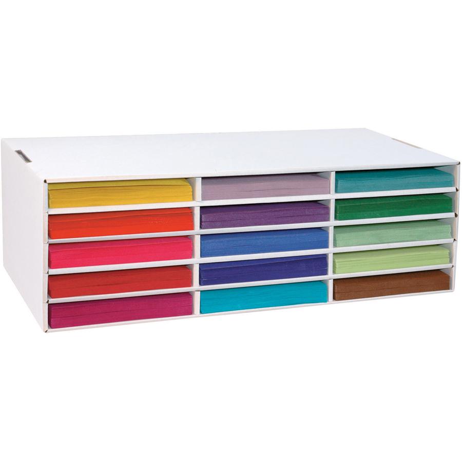 Classroom Keepers 9" x 12" Construction Paper Storage - 15 Compartment(s) - Compartment Size 1.50" x 10" x 12.50" - 9.4" Height x 29.3" Width x 12.9" DepthDesktop - 70% Recycled - White - Corrugated C. Picture 2