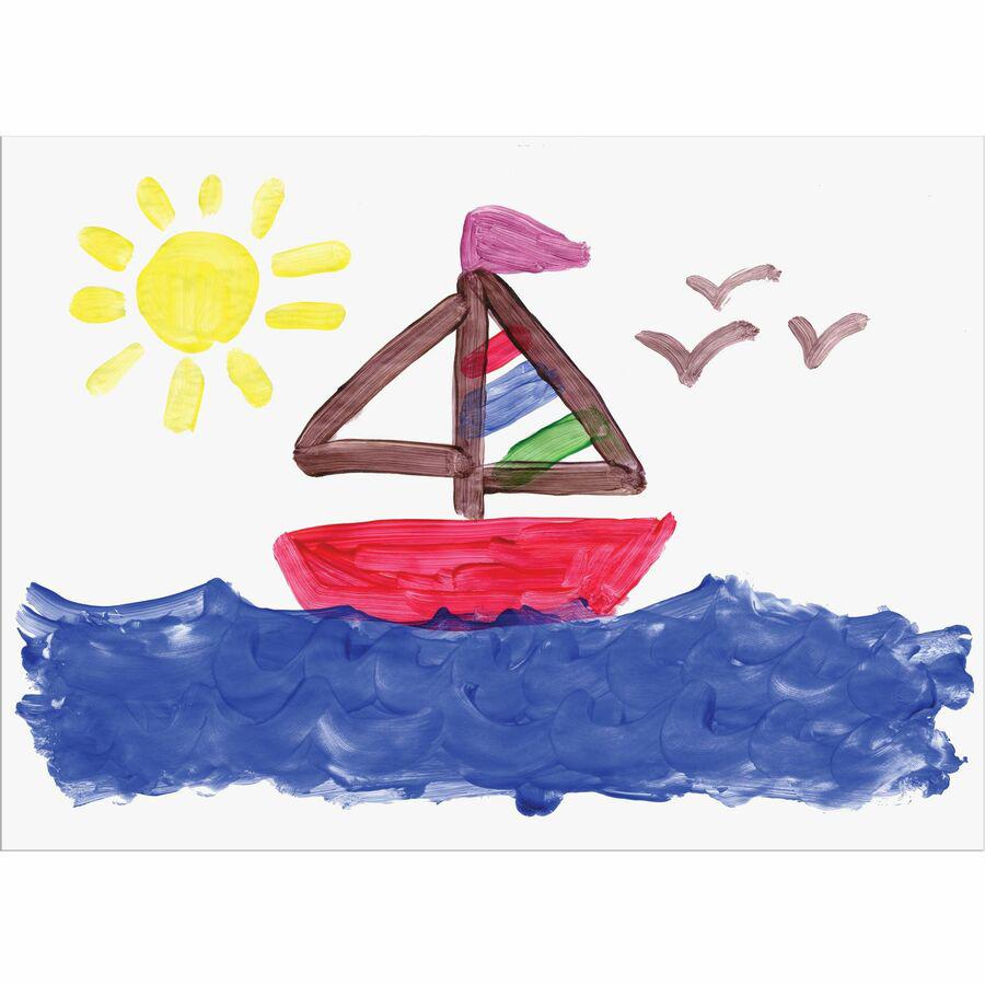 Pacon Gloss Coat Fingerpaint Paper - Plain - 22" x 16" - White Paper - Non Absorbant, Resist Bleed-through - Recycled - 100 / Pack. Picture 2
