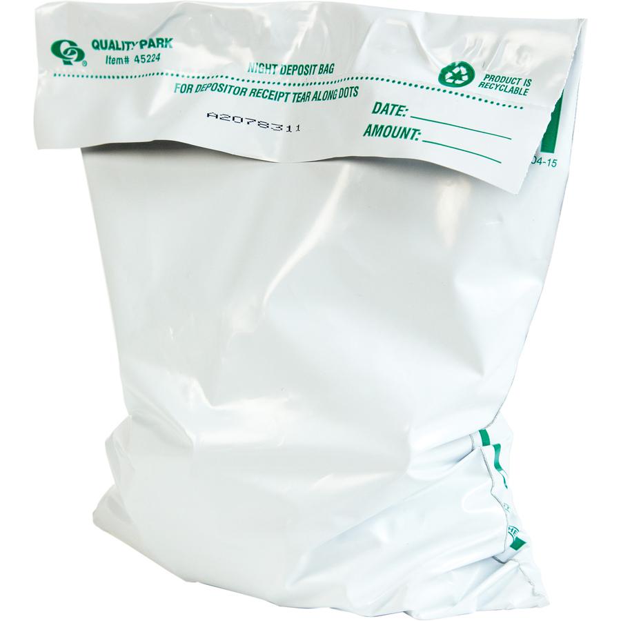 Quality Park Night Deposit Bags - 10.50" Length x 8.50" Width - White - Polyethylene - Deposit - 100 / Pack. Picture 5