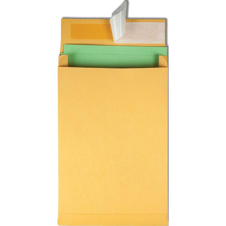 Quality Park 9 x 12 x 2 Expansion Envelopes with Self-Seal Closure - Expansion - 9" Width x 12" Length - 2" Gusset - 40 lb - Self-sealing - Kraft - Kraft - 25 / Pack. Picture 5