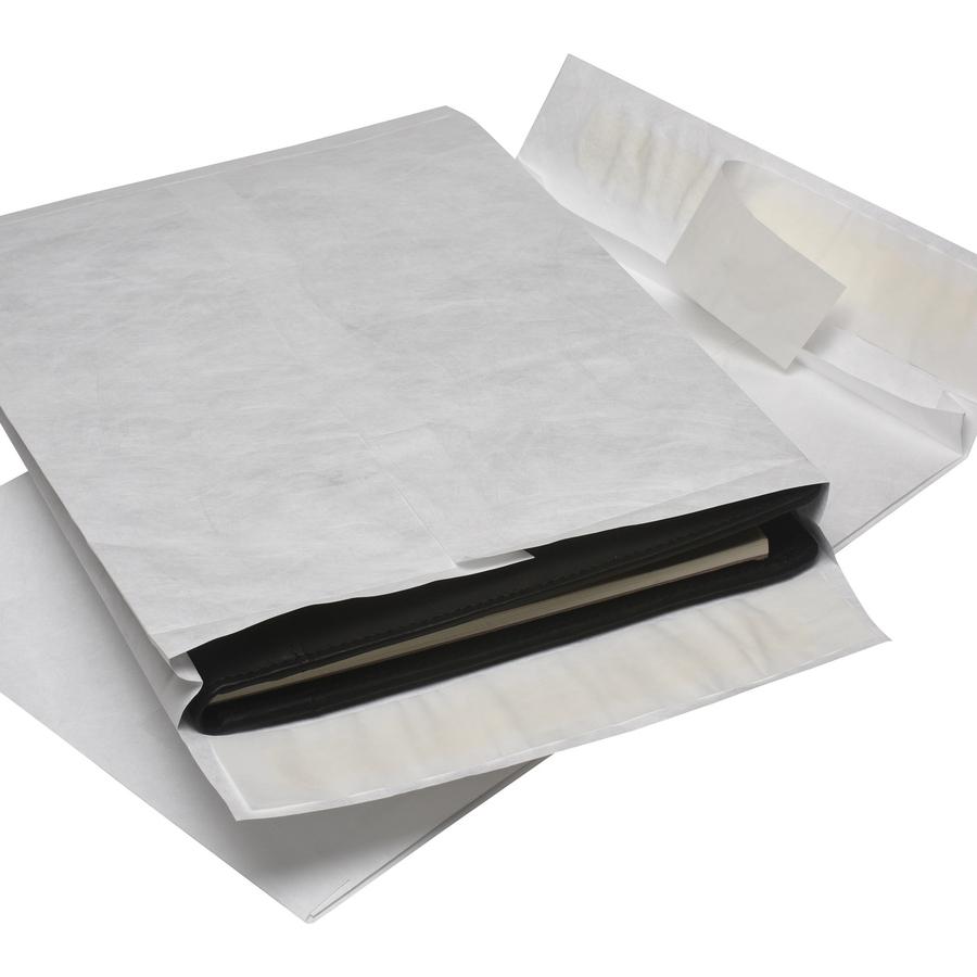 Survivor&reg; 10 x 13 x 1-1/2 DuPont Tyvek Expansion Mailers with Self-Seal Closure - Expansion - 10" Width x 13" Length - 1 1/2" Gusset - 18 lb - Peel & Seal - White - Tyvek - 100 / Carton. Picture 2