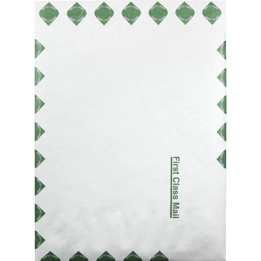 Survivor&reg; 10 x 13 x 1-1/2 DuPont Tyvek Expansion First Class Border Envelopes - First Class Mail - 10" Width x 13" Length - 1 1/2" Gusset - 14 lb - Peel & Seal - White - Tyvek - 100 / Carton. Picture 2