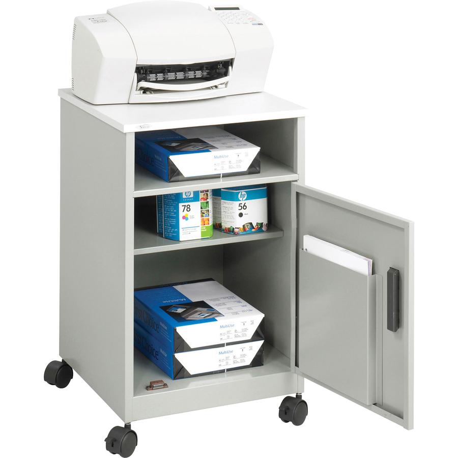 Safco Steel Compact Machine Stand - 200 lb Load Capacity - Hinged Door - 27.4" Height x 17.3" Width x 17.3" Depth - Floor - Laminate - Steel - Gray. Picture 2