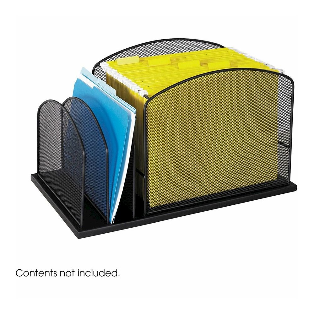 Safco Onyx 2 Upright Sections Hanging File - 11.25" Height x 19.37" Width x 11.37" Depth - Desktop - Black - Steel - 1 Each. Picture 3