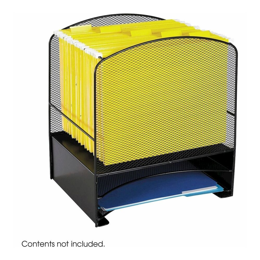 Safco Mesh Hanging File and Letter Tray Rack - Letter - Steel - Black - 1 Each. Picture 2