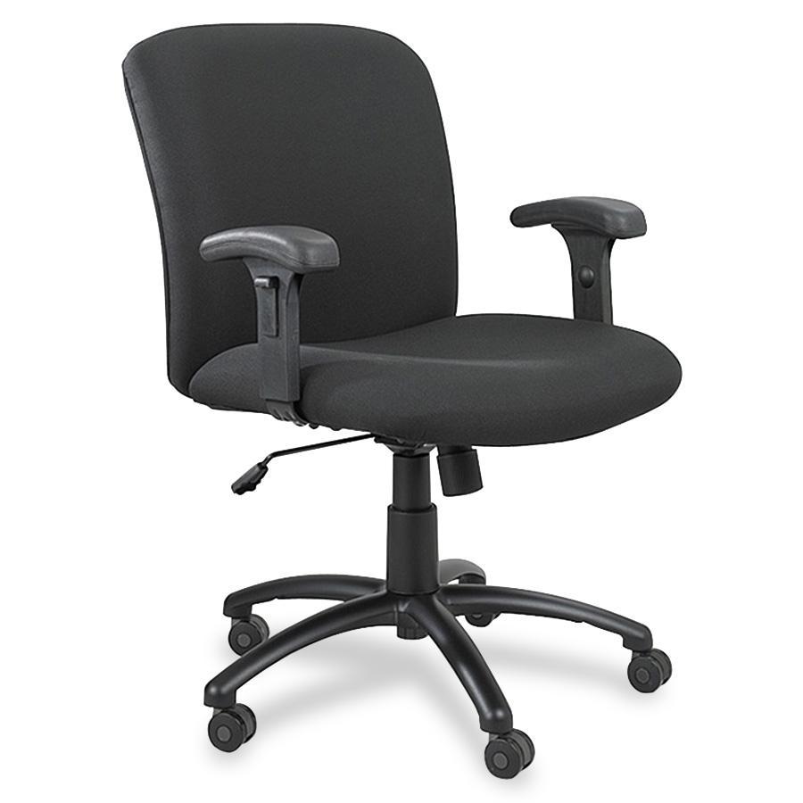 Safco Big & Tall Executive Mid-Back Chair - Black Seat Color - Foam, Polyester Seat Material - Black Frame Color - 5-star Base - Black - 1 Each. Picture 2
