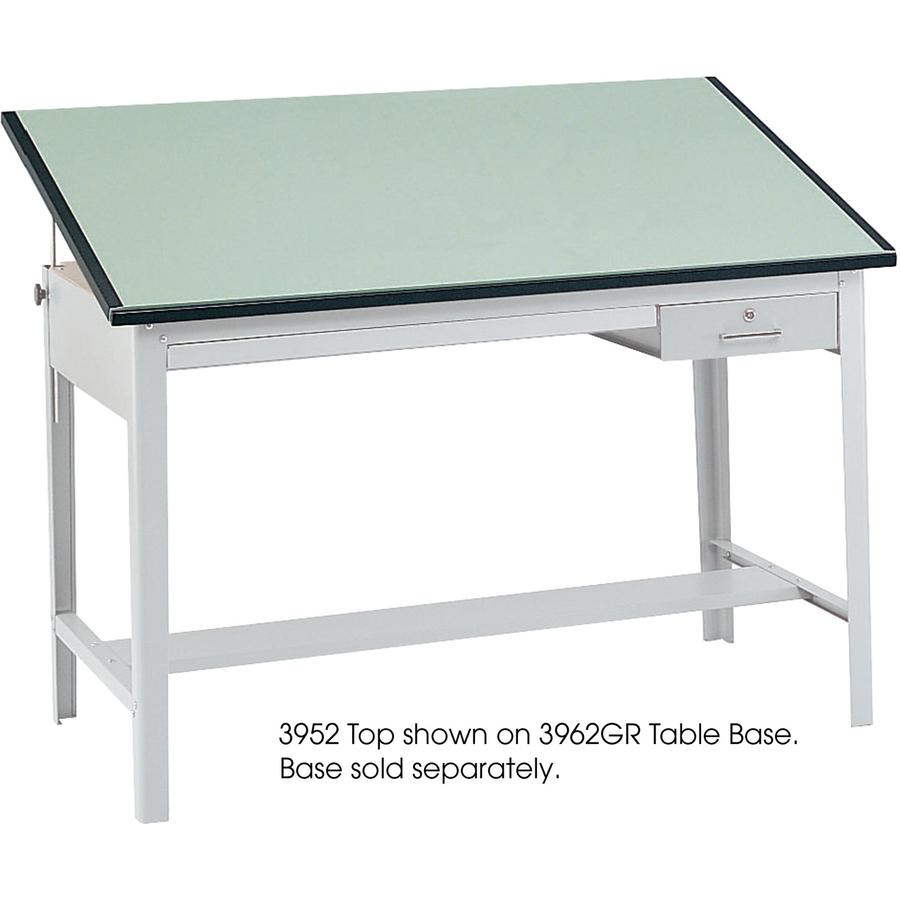 Safco Precision Drafting Table Base - Enamel Four Leg Base - 35.50" Height x 56.38" Width x 30.50" Depth - Assembly Required - Gray - Steel - 1 Each. Picture 2
