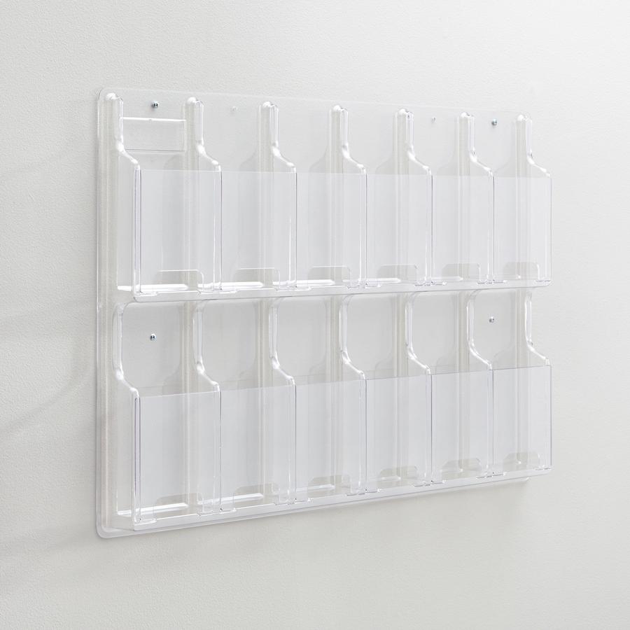 Safco 12 Pamphlet Pocket Display Rack - 12 Pocket(s) - 20.37" Height x 30" Width x 2" Depth - Break Resistant - Clear - Plastic - 1 Each. Picture 4
