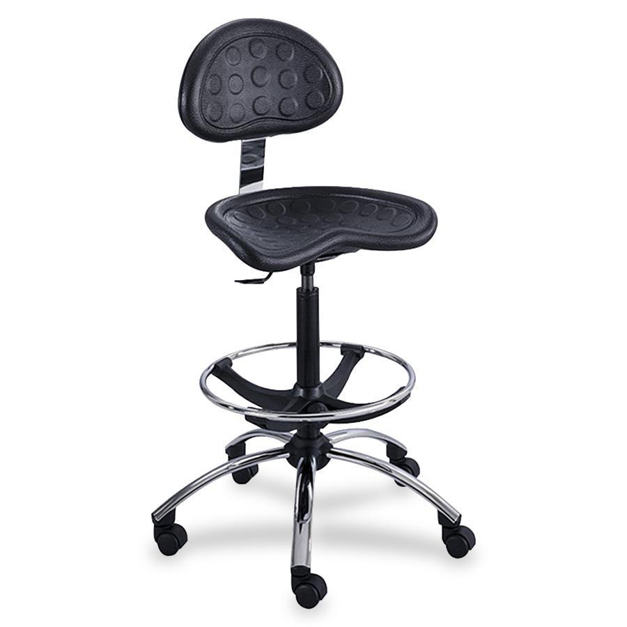 Safco Sitstar Height Adjustable Stool - Polyurethane Seat Material - Metal Frame Material - 5-star Base - Black - 1 Each. Picture 2