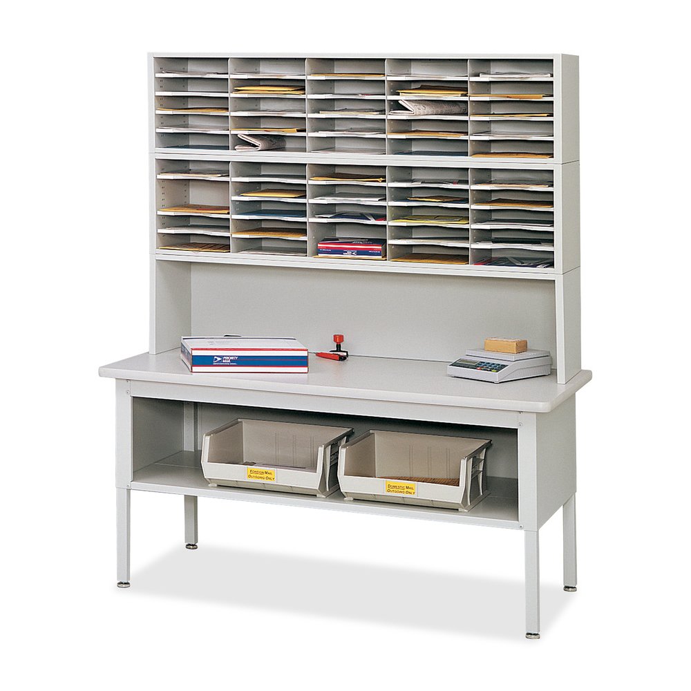 Safco E-Z Sort Sorting Table Base - Rectangle Top - Adjustable Height - 28" to 36" Adjustment - 30" Table Top Length x 60" Table Top Width - Assembly Required - Enamel, Gray - Steel - 1 Each. Picture 3
