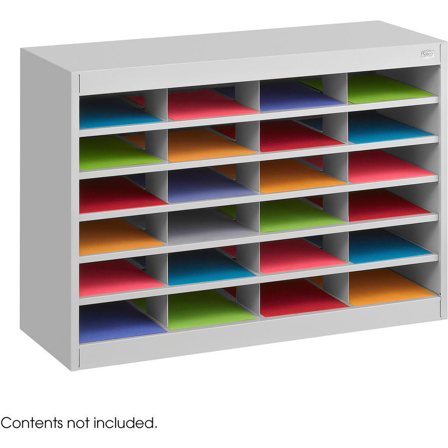 Safco E-Z Stor Steel Literature Organizers - 750 x Sheet - 24 Compartment(s) - Compartment Size 3" x 9" x 12.25" - 25.8" Height x 37.5" Width x 12.8" Depth - 50% Recycled - Enamel - Gray - Steel, Fibe. Picture 2