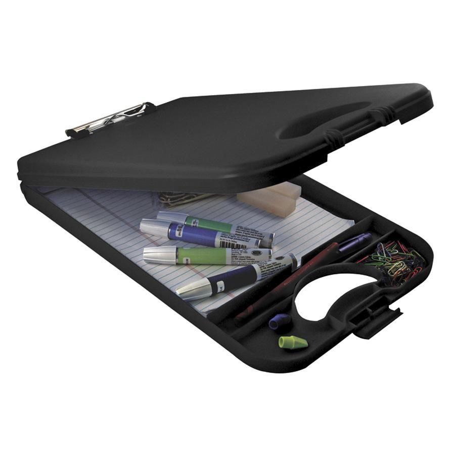 Saunders Deskmate II Portable Desktop - 0.50" Clip Capacity - Storage for Stationary - Bottom Opening - 10" x 16" - Polypropylene - Black - 1 Each. Picture 2