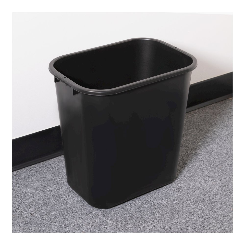 Sparco Rectangular Wastebasket - 7 gal Capacity - Rectangular - 15" Height x 14.5" Width x 10.5" Depth - Polyethylene - Black - 1 Each. Picture 6