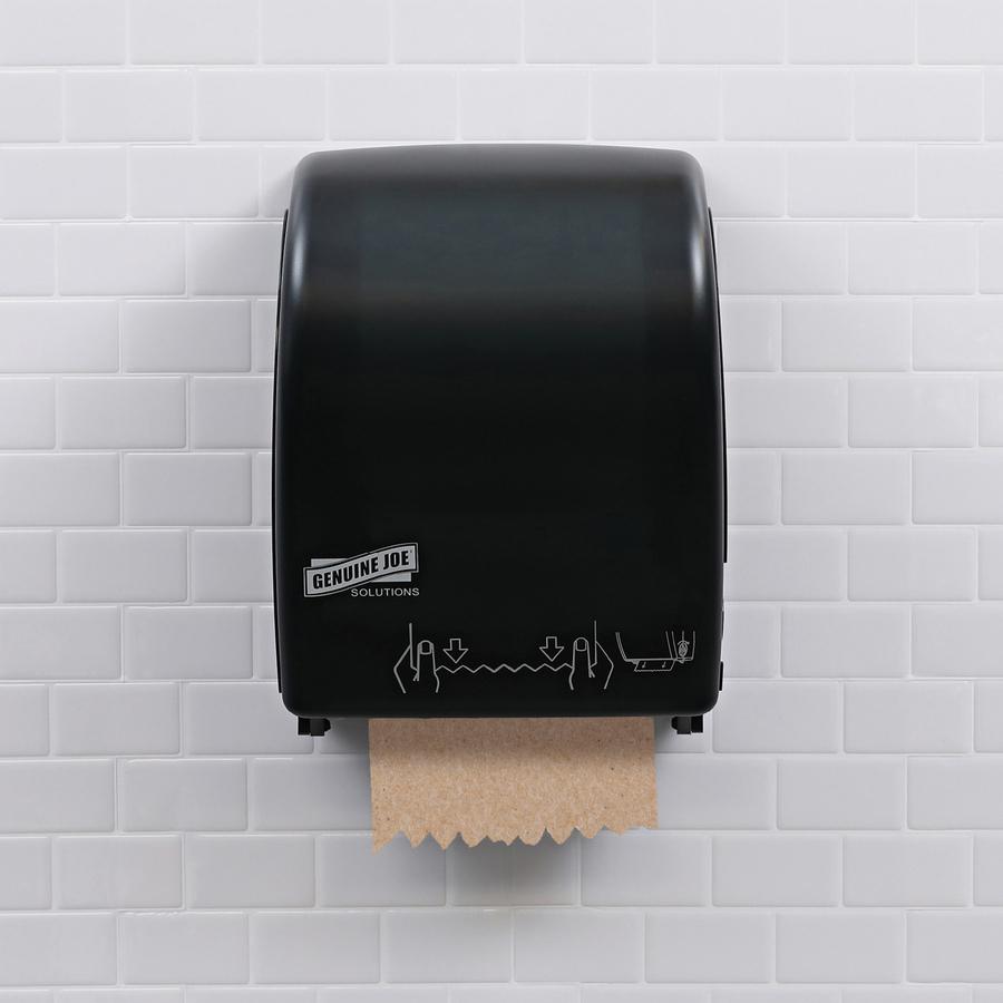 Genuine Joe Embossed Hardwound Roll Towels - 7.90" Width x 800 ft Length - 2" Core - Natural - 6 / Carton. Picture 2