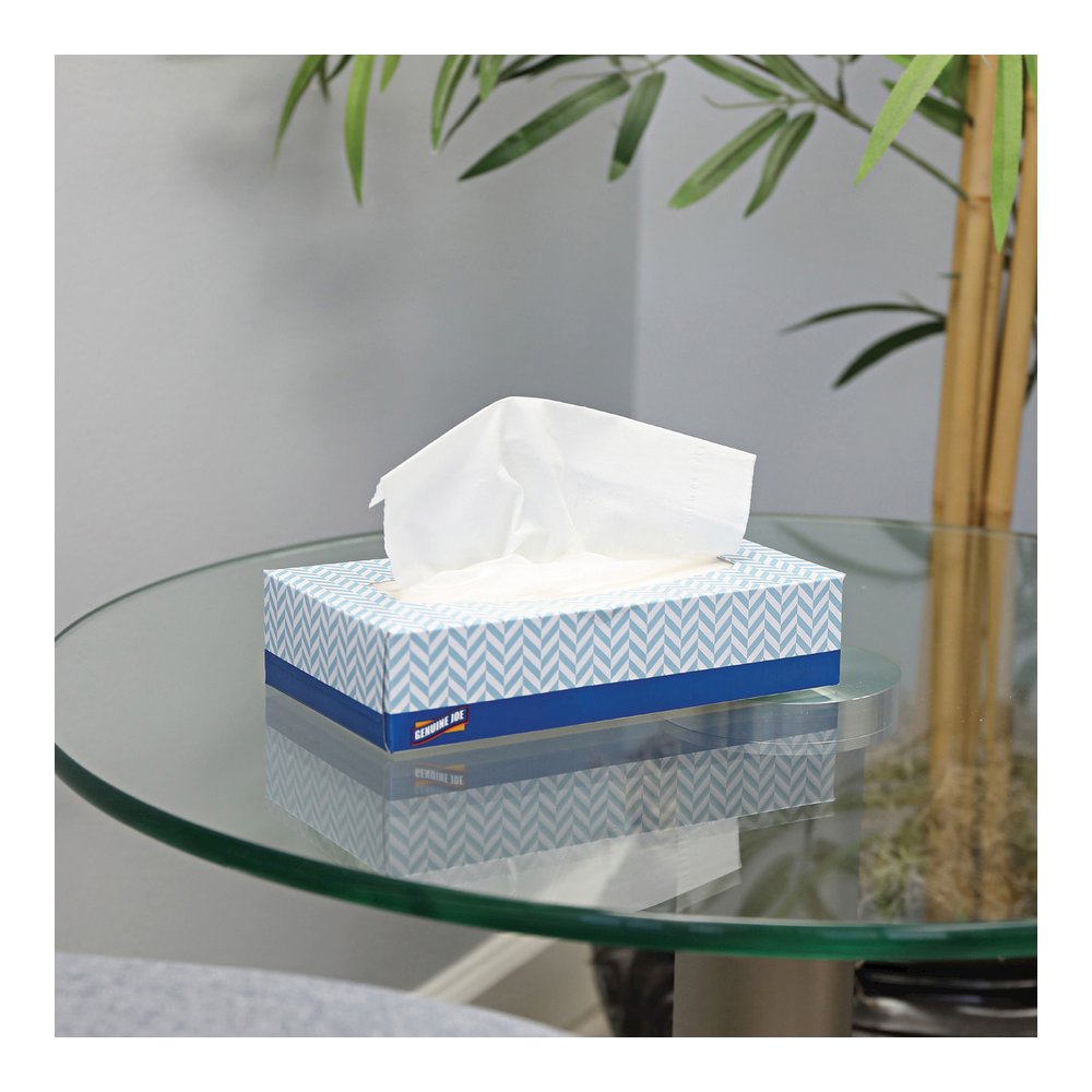 Genuine Joe Facial Tissue - 2 Ply - WhiteBox - 100/Box - 30 / Carton. Picture 7