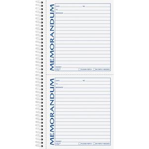 TOPS Memorandum Forms Book - 100 Sheet(s) - Spiral Bound - 2 PartCarbonless Copy - 5.50" x 5" Form Size - 5.50" x 11" Sheet Size - White, Canary - Assorted Sheet(s) - Blue, Red Print Color - 1 Each. Picture 4