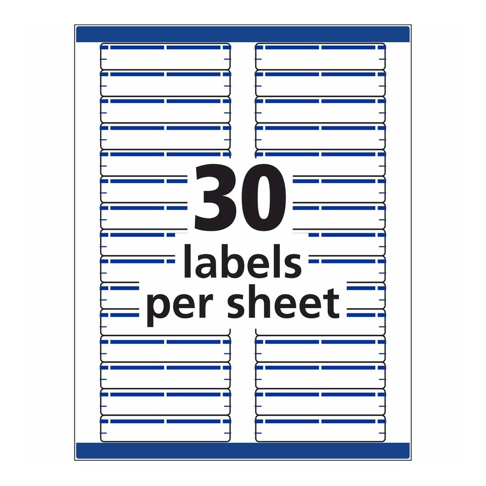 Avery&reg; TrueBlock File Folder Labels - 2/3" Width x 3 7/16" Length - Permanent Adhesive - Rectangle - Inkjet, Laser - Matte - Blue - Paper - 30 / Sheet - 50 Total Sheets - 1500 Total Label(s) - 150. Picture 6