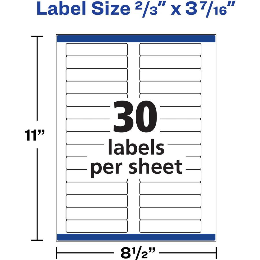 Avery&reg; File Folder Labels - 2/3" Width x 3 7/16" Length - Permanent Adhesive - Rectangle - Inkjet, Laser - Matte - White - Paper - 30 / Sheet - 25 Total Sheets - 750 Total Label(s) - 750 / Pack. Picture 11