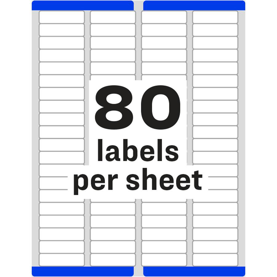 Avery&reg; Easy Peel&reg; Return Address Labels with Sure Feed&trade; Technology - 1/2" Width x 1 3/4" Length - Permanent Adhesive - Rectangle - Laser - White - Paper - 80 / Sheet - 100 Total Sheets -. Picture 5