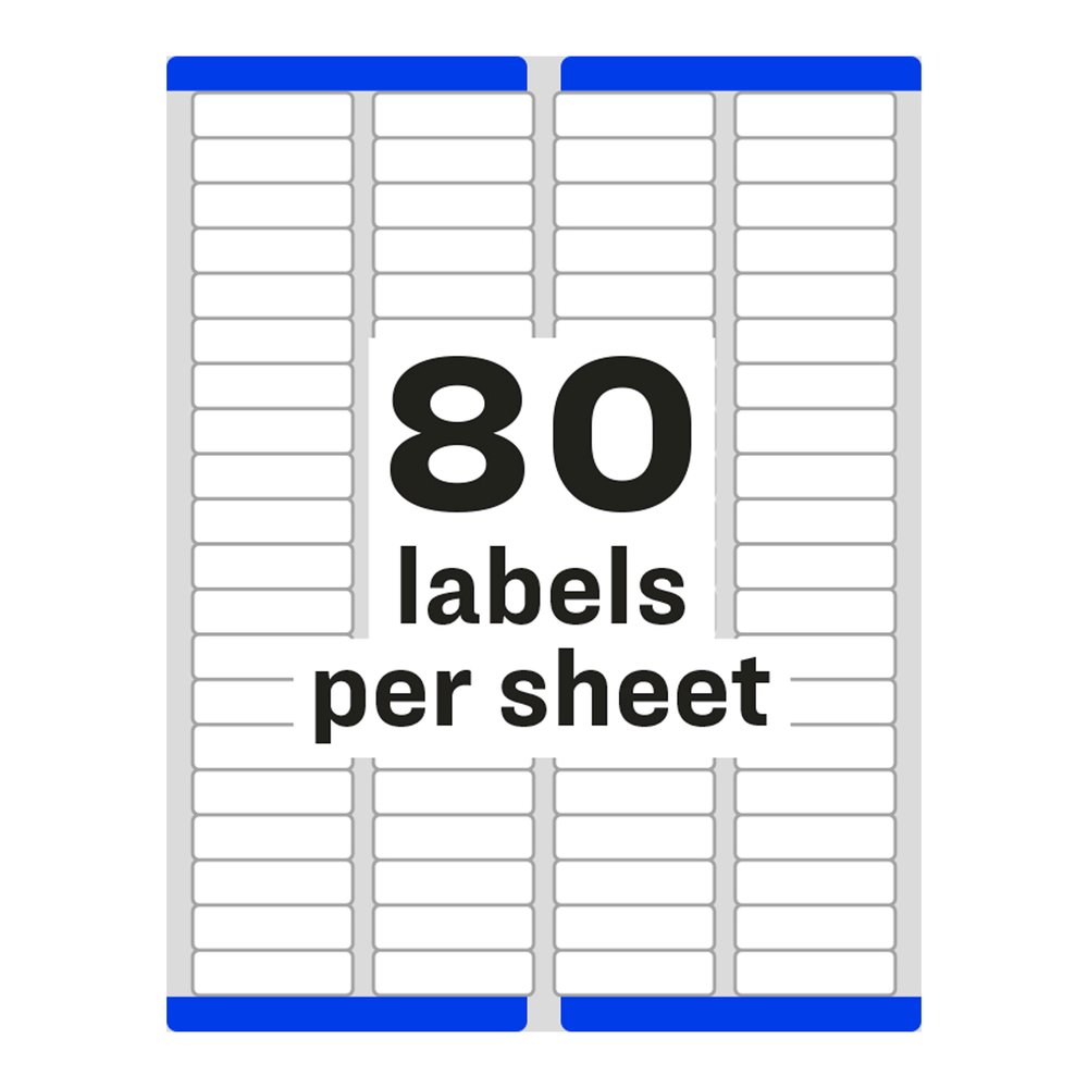 Avery&reg; Easy Peel Return Address Labels, 1/2"x1-3/4" 2,000 Labels (5267) - x 1/2" Width x 1 3/4" Length - Permanent Adhesive - Rectangle - Laser - Matte - White - Paper - 80 / Sheet - 25 Total Shee. Picture 3
