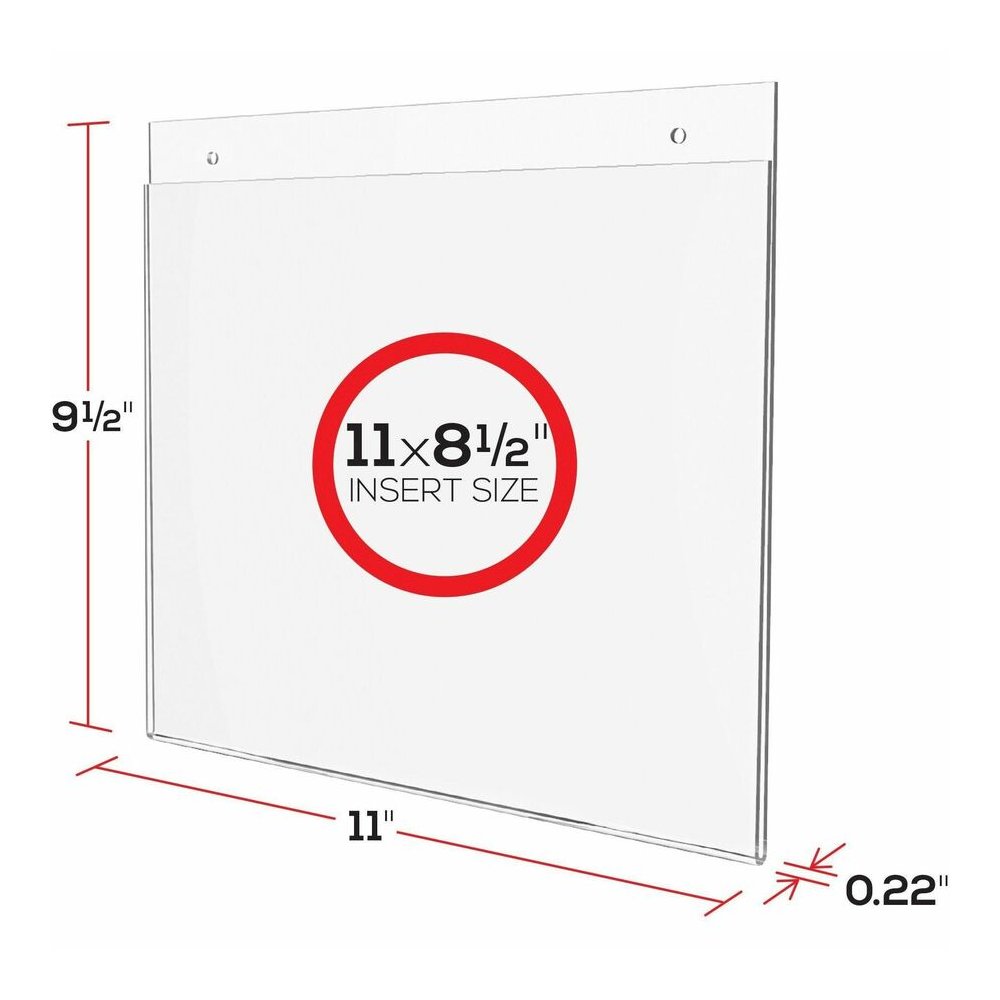 Deflecto Classic Image Wall Mount Sign Holders - 11" Width x 8.5" Height - Wall Mountable - Plastic - Clear - 1 Each. Picture 9