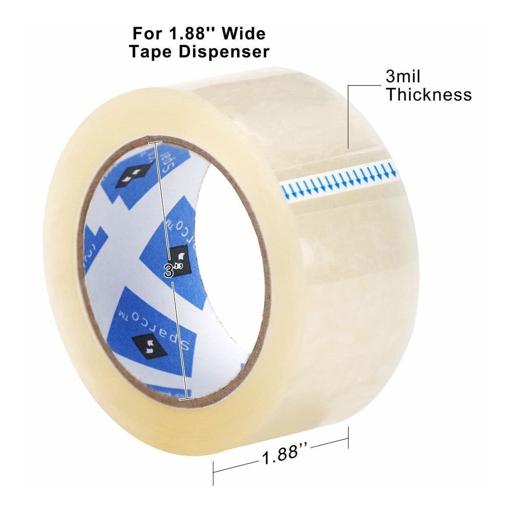 Sparco Heavy-duty Packaging Tape with Dispenser - 55 yd Length x 2" Width - 3" Core - Clear - 3 mil - Acrylic Backing - Dispenser Included - Tear Resistant, Split Resistant, Breakage Resistance - For . Picture 7