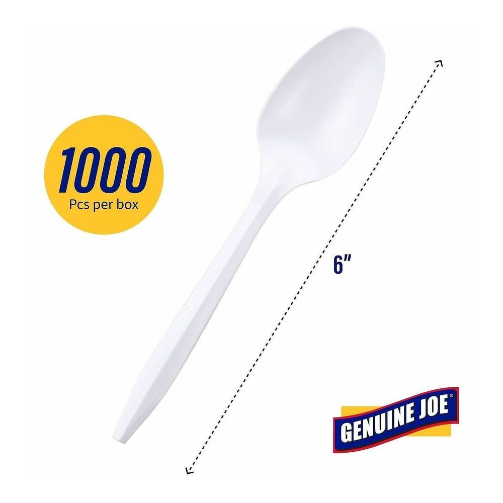 Genuine Joe Medium-weight Spoons - White - 1000 / Carton. Picture 5