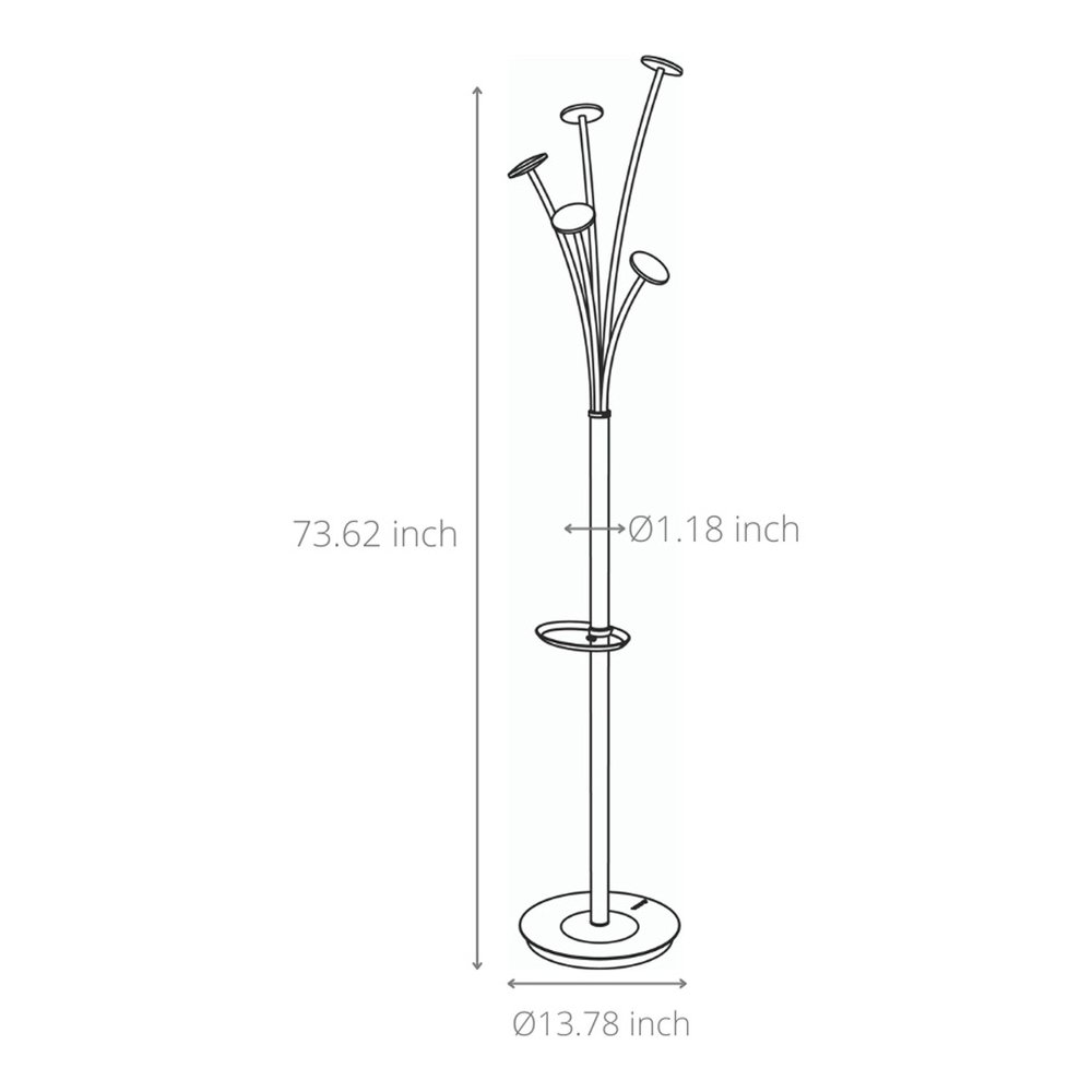 Alba Festival Coat Stand - 5 Pegs - 74" Height - for Garment - Black - 1 Each. Picture 6