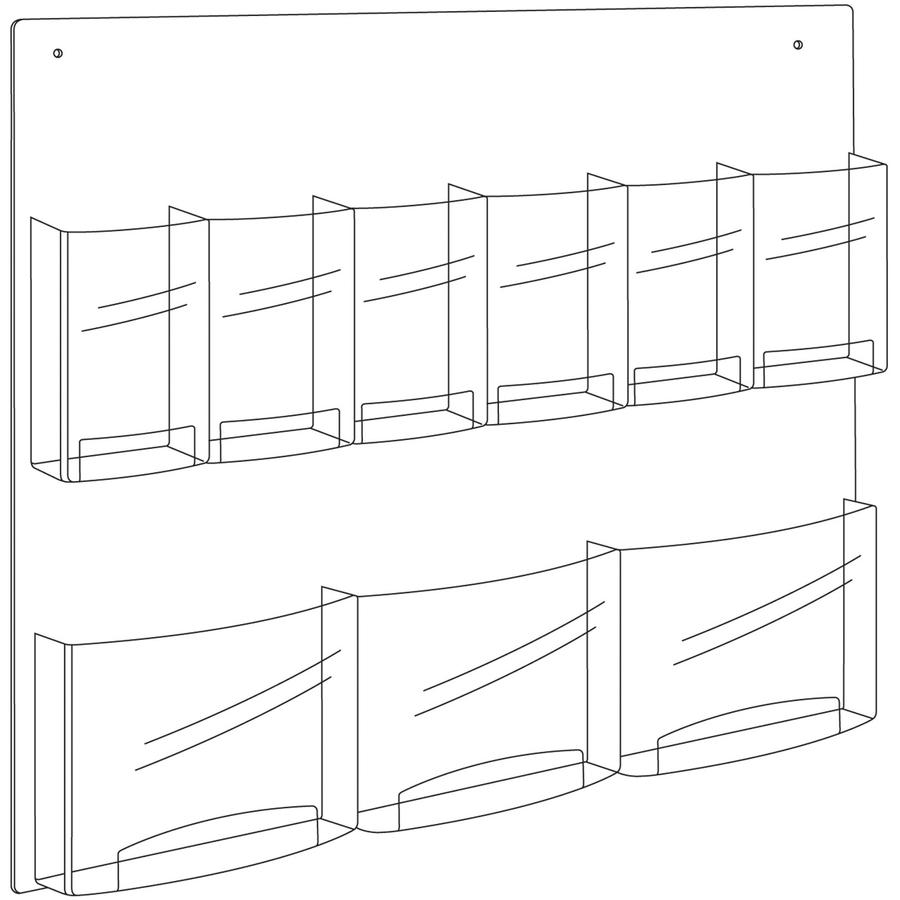 Safco Nine Compartment Magazine/Pamphlet Display - 9 Compartment(s) - Compartment Size : 7" x 2" x 9.12" - 23.50" Height x 28" Width x 3" Depth - Break Resistant - Clear - Polycarbonate, Polyethylene . Picture 2