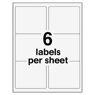 Avery&reg; Repositionable Labels, Sure Feed, 3-1/3"x4" , 150 Labels (58164) - 3 21/64" Width x 4" Length - Permanent Adhesive - Rectangle - Inkjet - White - Paper - 6 / Sheet - 25 Total Sheets - 150 T. Picture 2