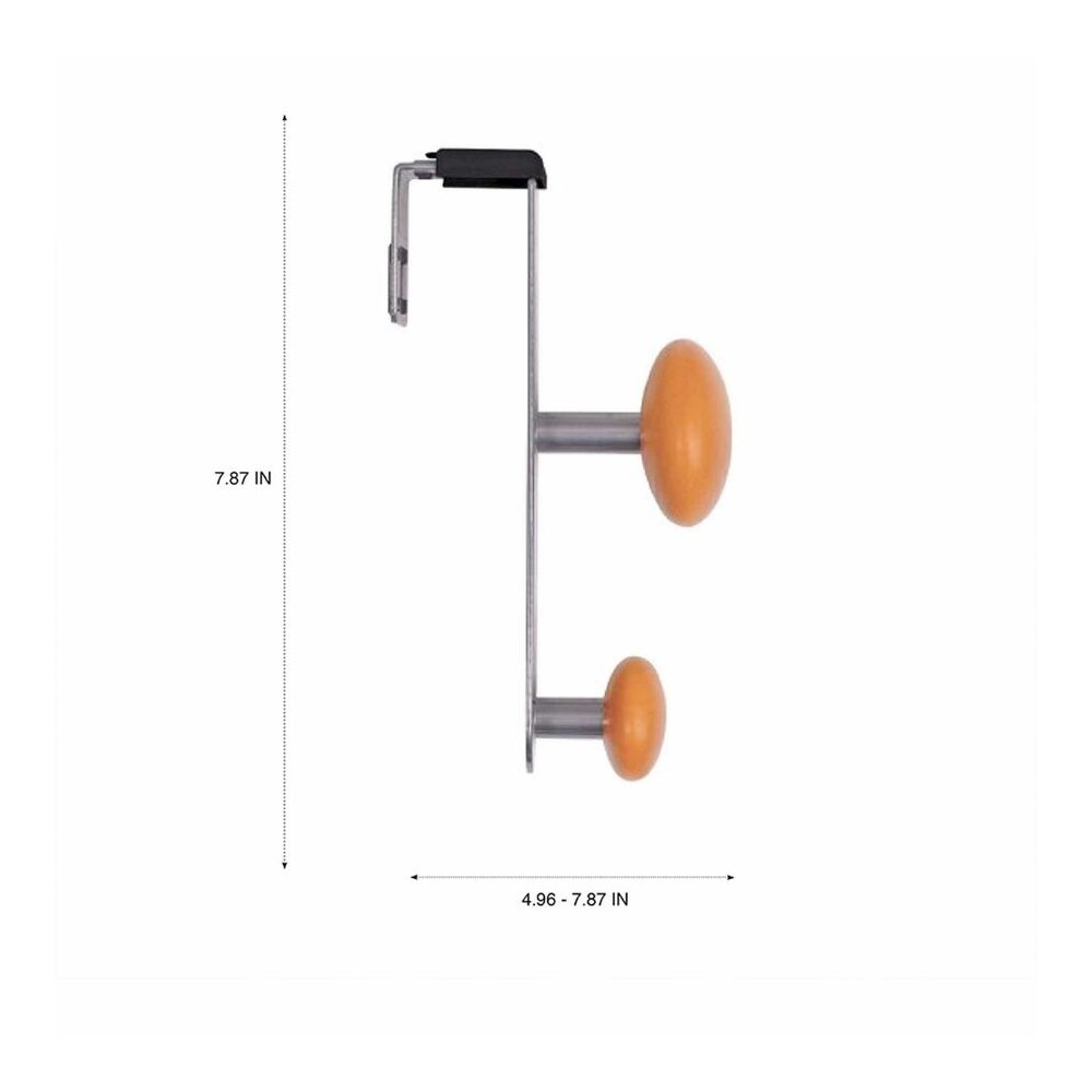 Alba Double Peg Garment Holder - 2 Pegs - 7.8" Height x 2.4" Width - for Garment - Silver, Brown - 1 Each. Picture 5