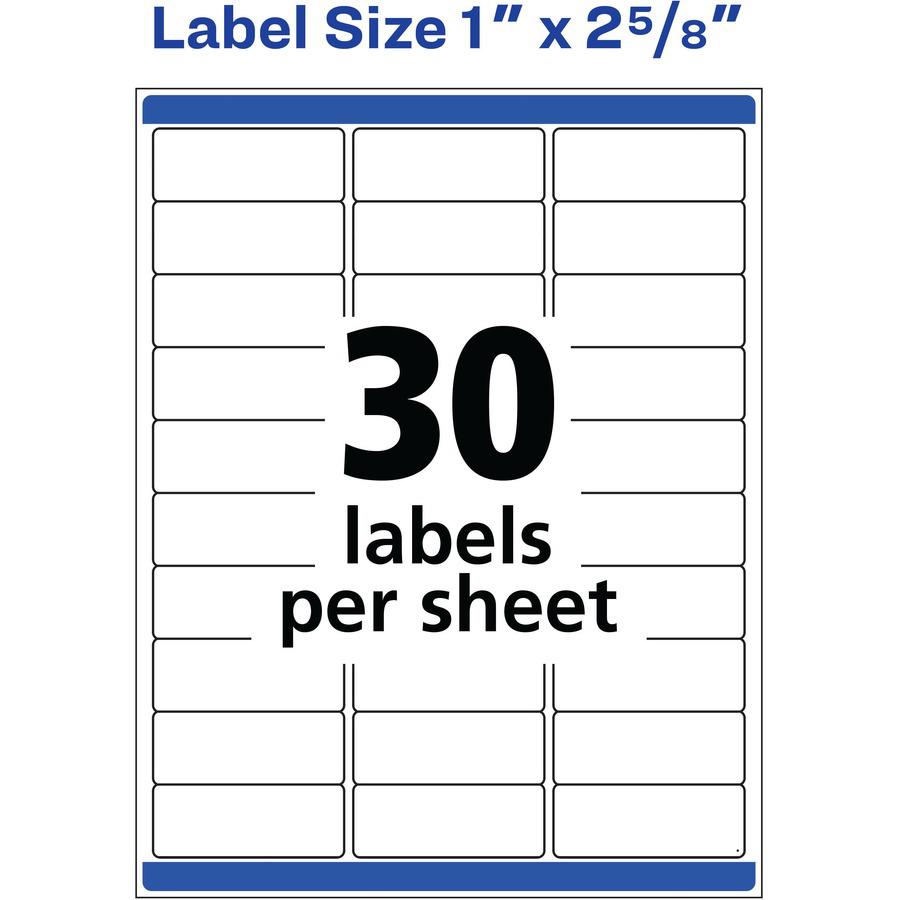 Avery&reg; 1" x 2-5/8" Labels, Ultrahold, 1,500 Labels (5520) - Waterproof - 1" Width x 2 5/8" Length - Permanent Adhesive - Rectangle - Laser - White - Film - 30 / Sheet - 50 Total Sheets - 1500 Tota. Picture 2