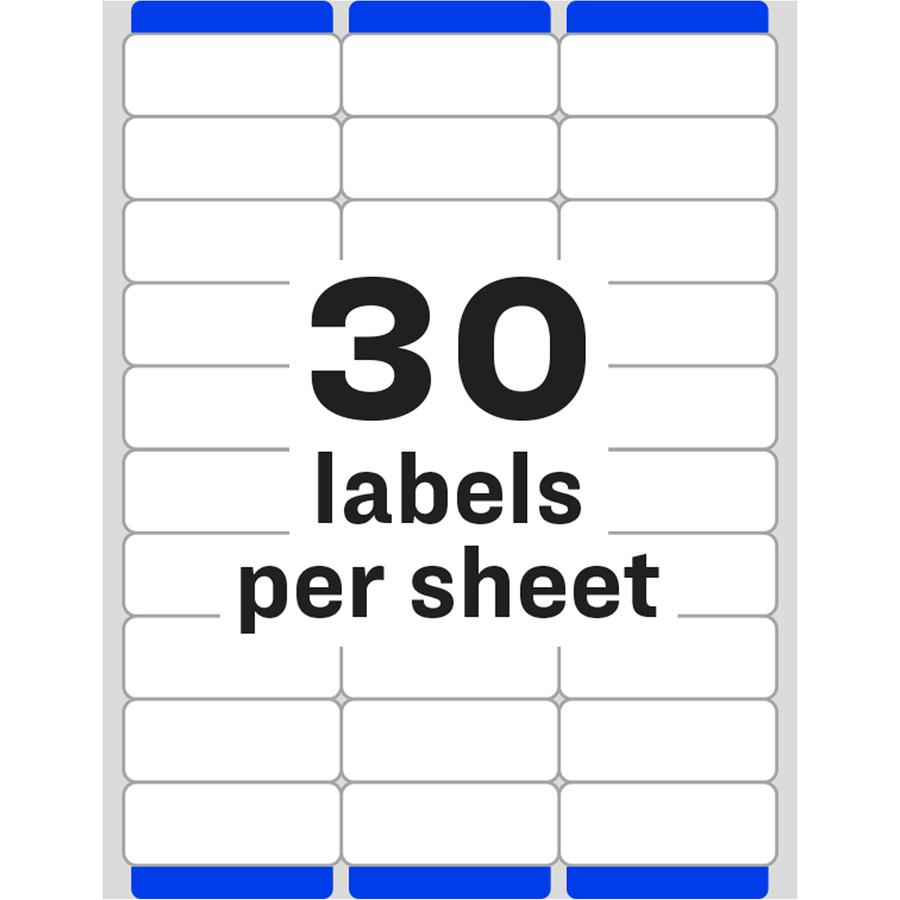 Avery&reg; Easy Peel Address Labels - 1" Width x 2 5/8" Length - Permanent Adhesive - Rectangle - Laser - Matte - White - Paper - 30 / Sheet - 25 Total Sheets - 750 Total Label(s) - 750 / Pack. Picture 5