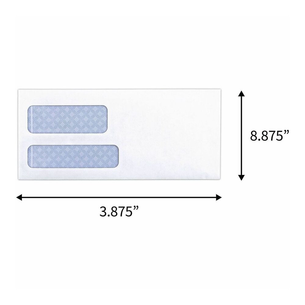 Business Source No. 9 Double Window Invoice Envelopes - Double Window - #9 - 8 7/8" Width x 3 7/8" Length - 24 lb - White - 500 / Box. Picture 7