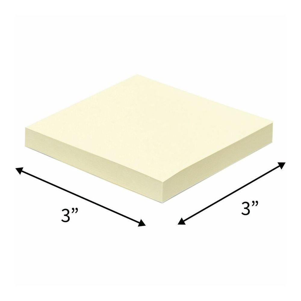 Business Source Yellow Repostionable Adhesive Notes - 3" Flag/Note Width x 3" Flag/Note Length - Square - Yellow - Repositionable, Solvent-free Adhesive - 24 / Pack. Picture 9