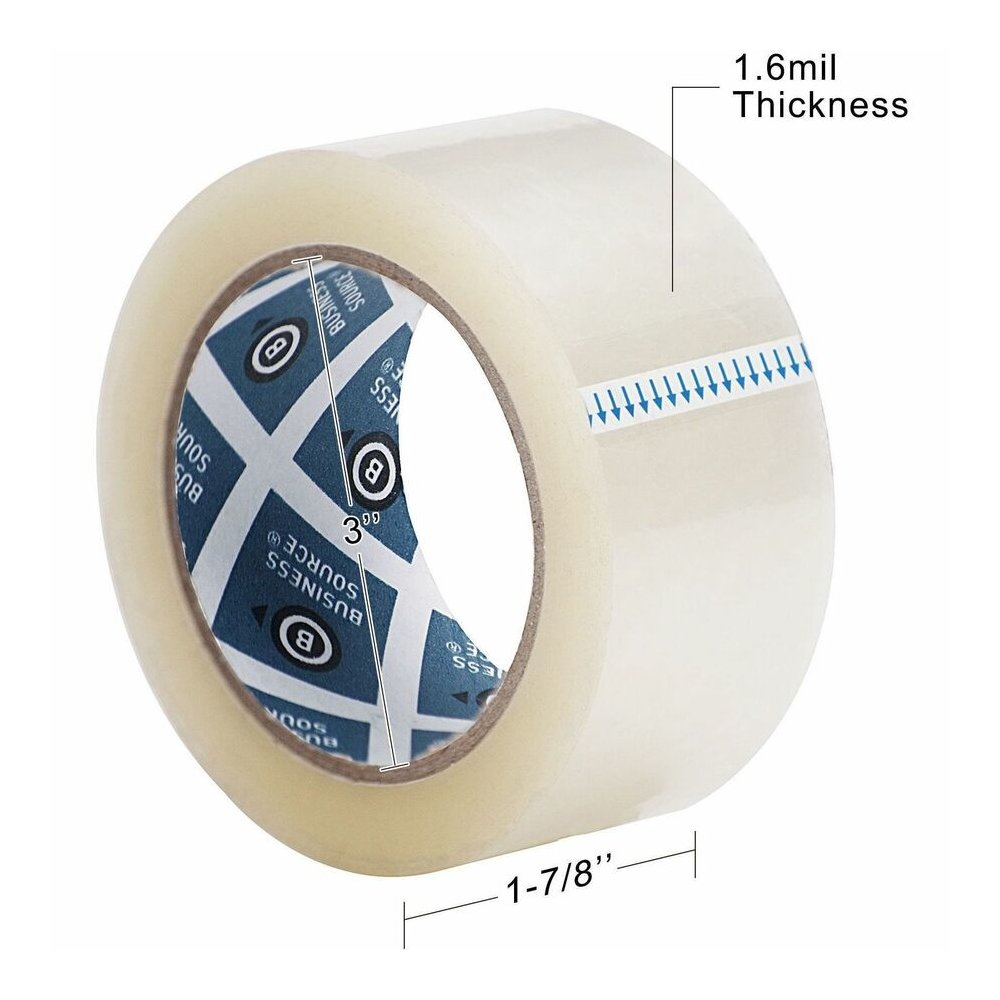 Business Source Heavy-duty Packaging/Sealing Tape - 110 yd Length x 1.88" Width - 3" Core - Clear - 1.60 mil - Breakage Resistance - For Bonding, Packing - 6 / Pack. Picture 5