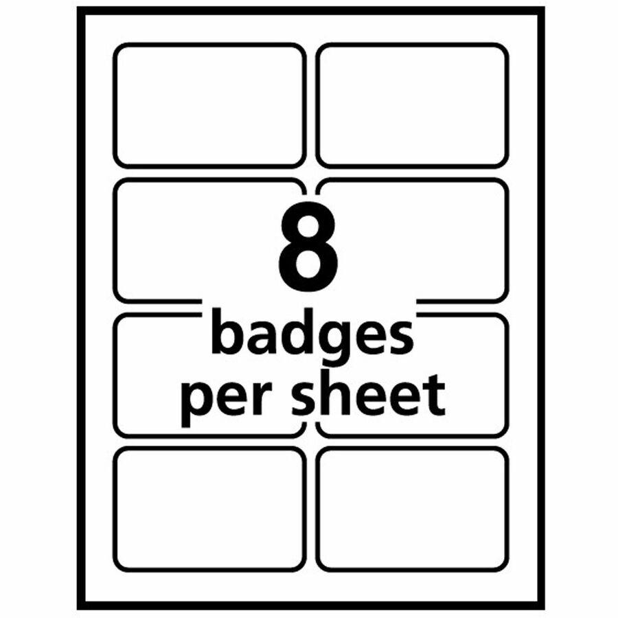 Avery&reg; Eco-friendly Premium Name Badge Labels - 2 21/64" Width x 3 3/8" Length - Removable Adhesive - Rectangle - Laser, Inkjet - White - Paper - 8 / Sheet - 20 Total Sheets - 160 Total Label(s) -. Picture 10