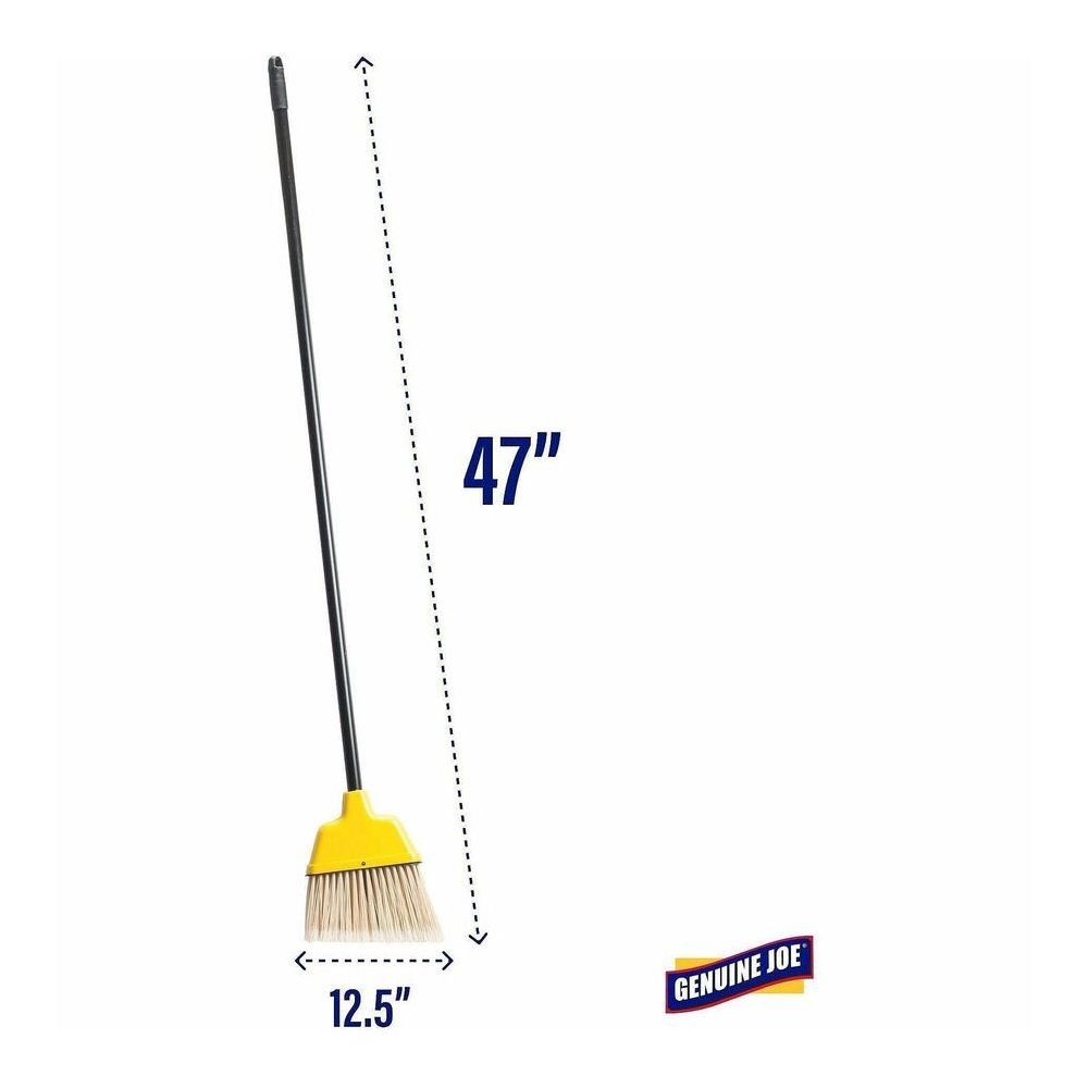 Genuine Joe Angle Broom - Polyvinyl Chloride (PVC) Bristle - 47" Handle Length - 54.5" Overall Length - Plastic Handle - Yellow - 1 Each. Picture 7
